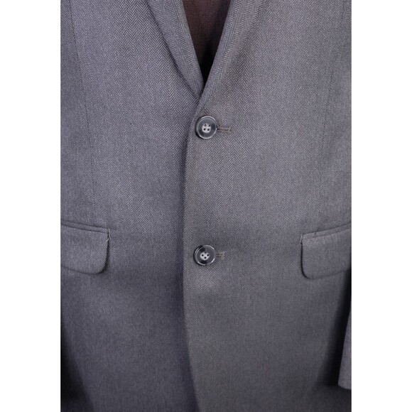 Calvin Klein Sport Coat Mens 40L Gray Herringbone Poly Blend 2 Button Dual-Vent - Picture 3 of 13